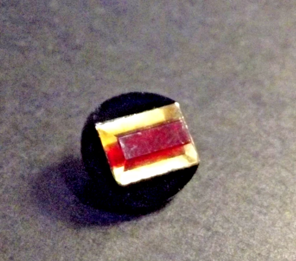Antique 1800s Tingue Button - Black w/Gold & Red (4702) - Image 3 of 4