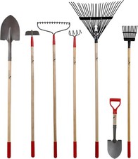 7-Piece Long Handle Garden Tools Set Include Shovel Rake Hoe Gardening Tools