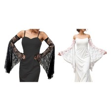 Elegant Lace Flower Arm Sleeves Bells Sleeve For Bridal Shower Formal Occasion