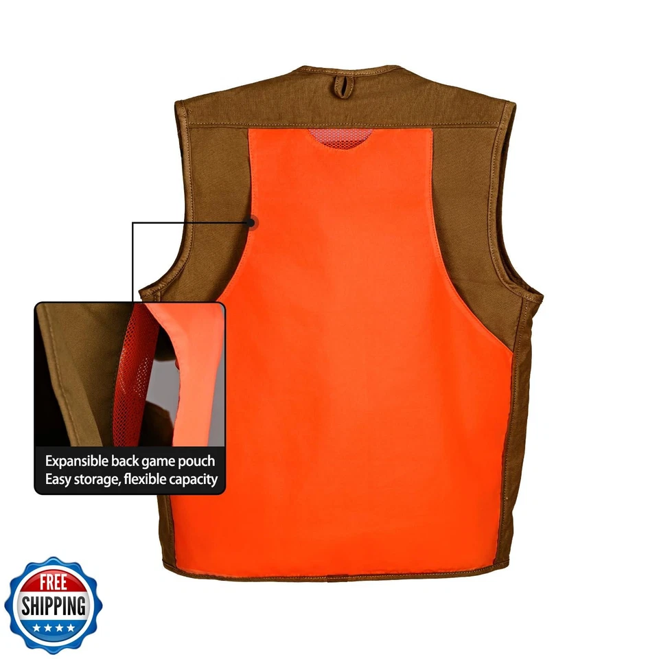 TKLoop Upland Hunting Vest with Multi Pockets Brown/Orange Upland Game Field - Image 3 of 4