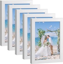 4x6 Picture Frame Set of 5, White Photo Frames Display Photo 3.5x5 with Mat o...