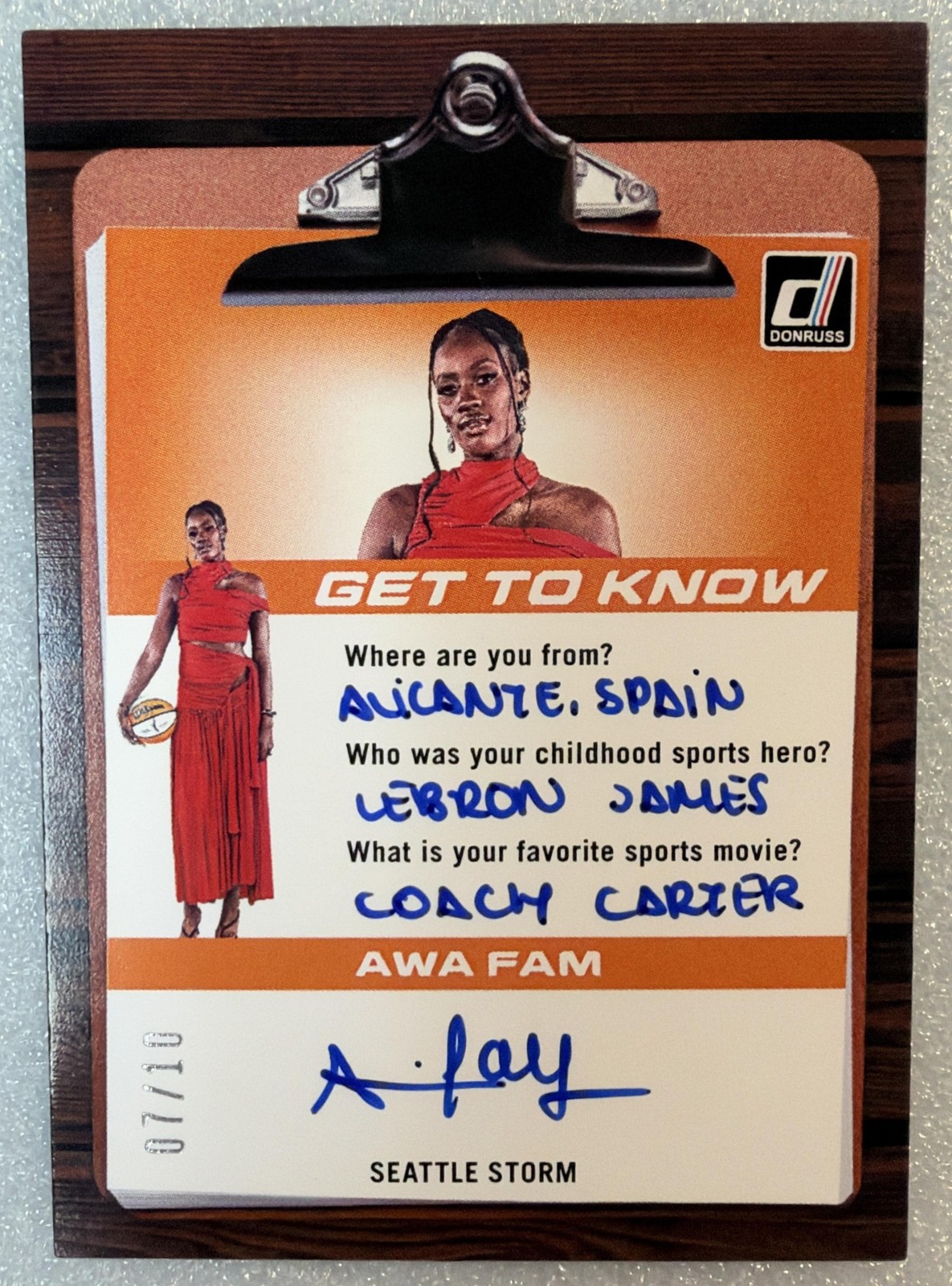 2026 Panini Donruss WNBA Awa Fam #8 Get To Know Auto /10 RC Storm | eBay