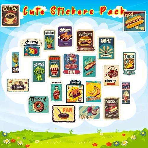 50 Pcs Retro Vintage Decorative Stickers for Cups Suitcases Creative Stickers - Picture 2 of 7