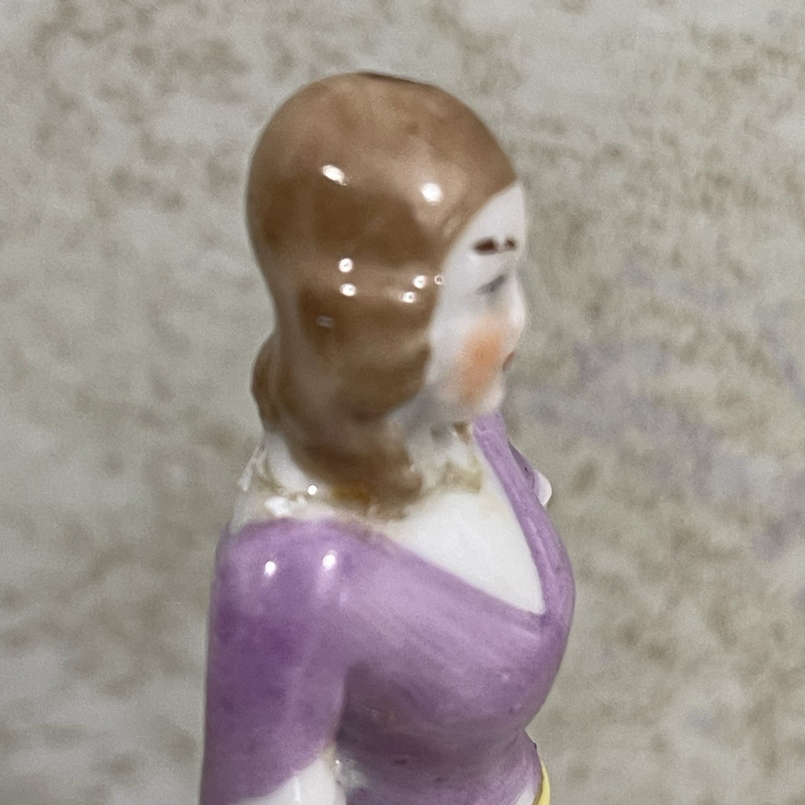 Vintage Porcelain Lady Crumb Half Doll Brush Whisk Broom 5” REPAIRED READ