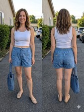 Lee Premium Quality Comfort Elastic Waist Denim Shorts Women's Size 18 Medium 18