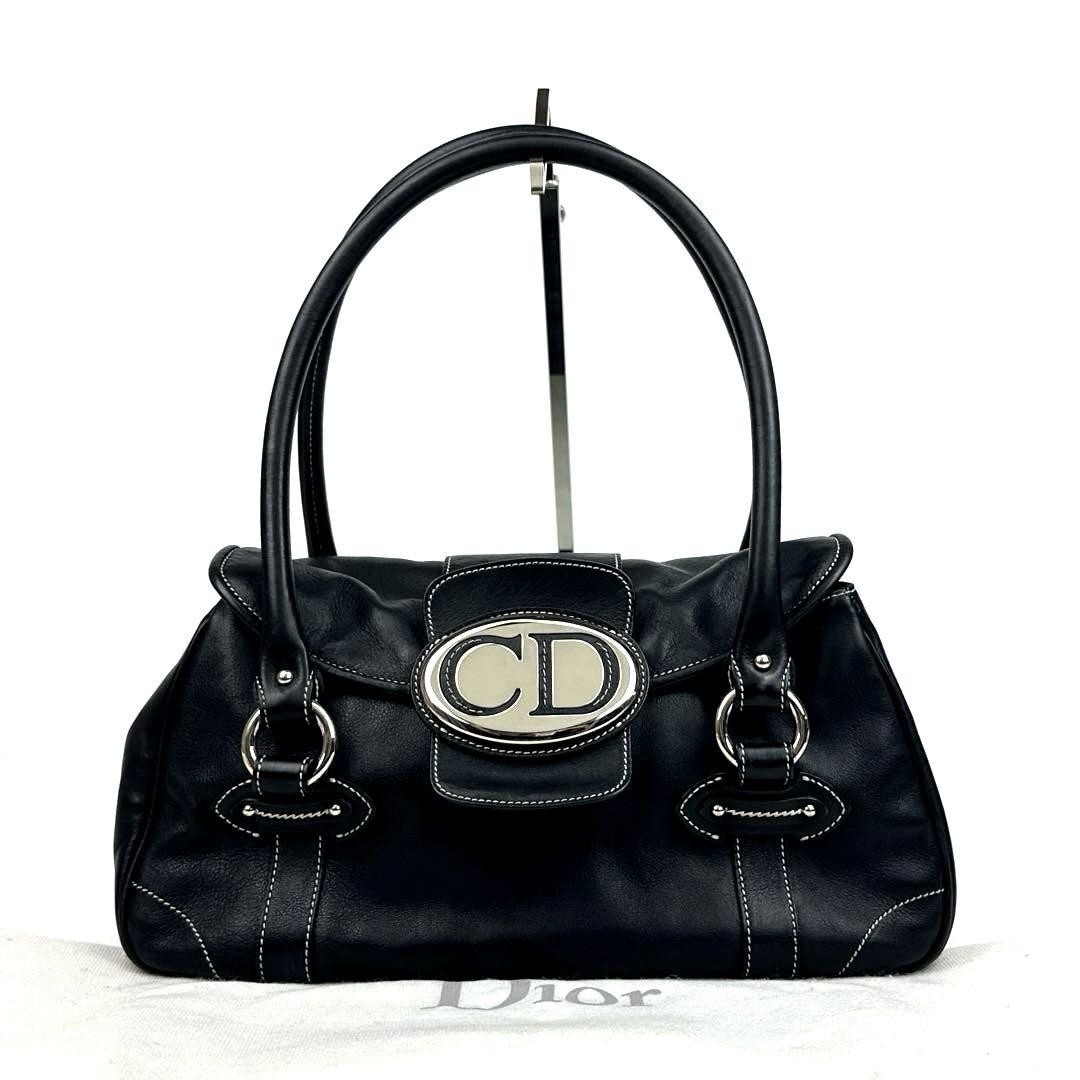 Dior Black Leather One Shoulder Bag with CD Logo Stitch