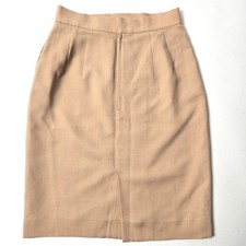 Rare Christian Dior Vintage Wool Pleated Skirt Beige Knee-Length Size L