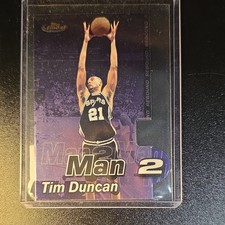 Topps Finest Tim Duncan Man Glass Cleaner MTM/2R Spurs 1999-00 NBA Card