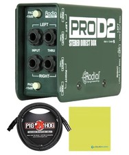 Radial DI Box PROD2 Passive Stereo DI Box Bundle with 10ft Pig Hog XLR Microp...