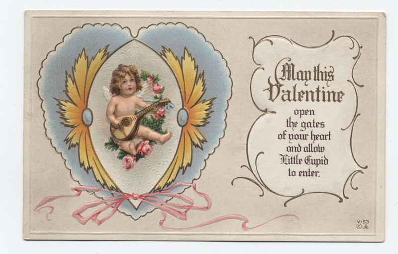 c1910 unused Valentine greetings postcard [R.191]