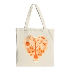 Halloween Heart Tote Bag - Canvas Multifunctional Reusable Shopping Bag