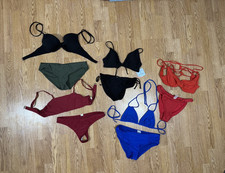 Women s Bikini Tops Bottoms Mixed Lot Womens S M Solid Assorted Colors