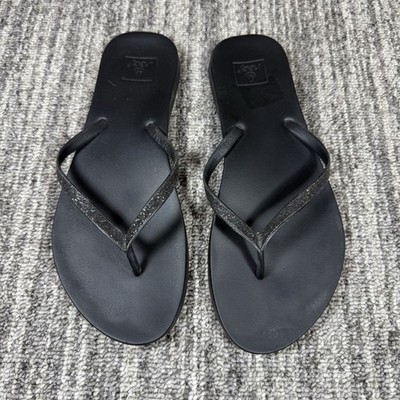 Reef Women's Flip Flop Sparkling Thong Black Sandals Size 9 Large