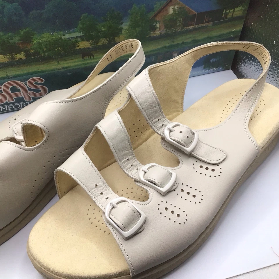SAS Women's Comfort Shoes Cozy Sandal Trio II Bone 9 WW Made In the USA - Image 2 of 4
