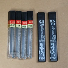 Lot of 6 Vintage Mechanical Pencil Lead Refills Scripto, Safina  0.5mm, HB & 2H