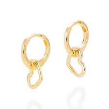 18k Gold Plated Hoop Earrings with Heart
