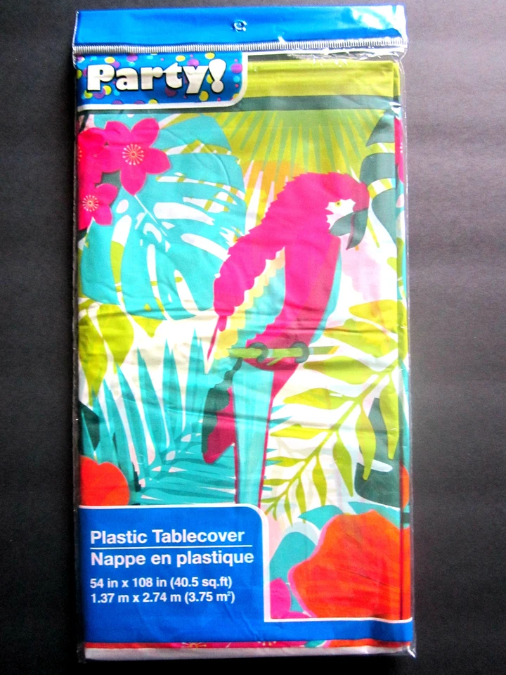 Cubierta de mesa de plástico liviana para fiesta Loro Colorido Luau 54" x 108" ¡NUEVA! Foto 2 de 4