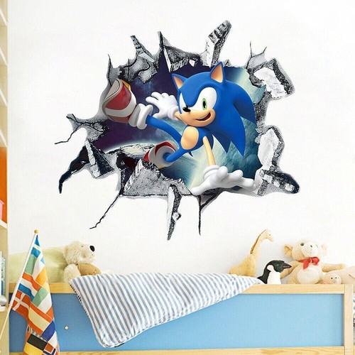 Sonic Aufkleber Abnehmbar Wandsticker Wohndeko Kunst Spiel Wandbild Zimmerdeko Kind