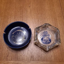 Pair of vintage 80's ashtrays: Washington DC Hay Adams & Williamsburg, Virginia