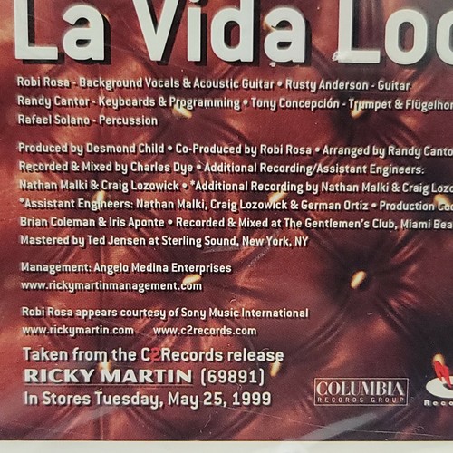 Ricky Martin Livin La Vida Loca CD Sealed Single 1999 Columbia Records - Picture 8 of 10
