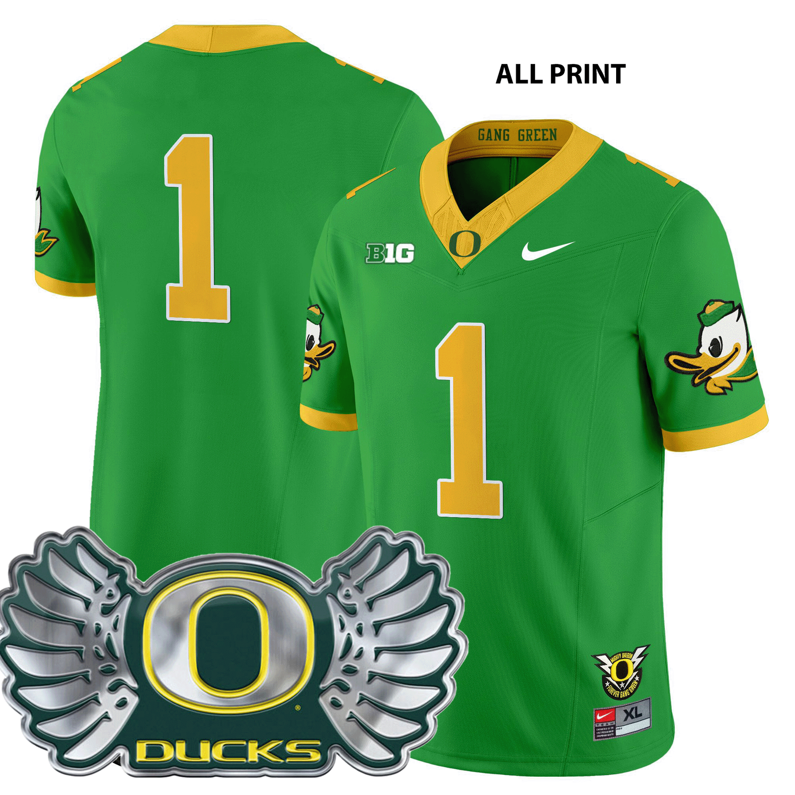 Oregon Ducks 2024 #1 Team Football Jersey - All Print Styles