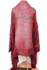 LOUIS VUITTON Stephen Sprouse Leopard Red Black Huge Large Shawl Scarf 50 x 80