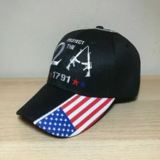 Protect 2nd Amendment 1791 w/ USA Flag Baseball BLACK NRA Cap Hat 