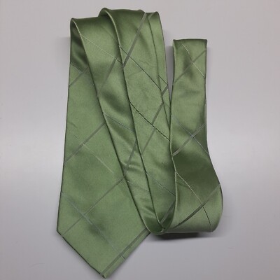 Vintage DKNY Men's Neck Tie Dark Green Blue Diagonal Slim 58'' x 3.5'' TI3