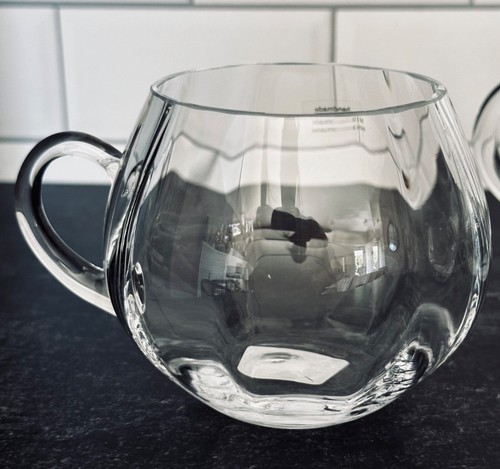4 New Crate And Barrel Crystal Optic Punch Bowl Cups / Mugs Only - Poland - Picture 3 of 7