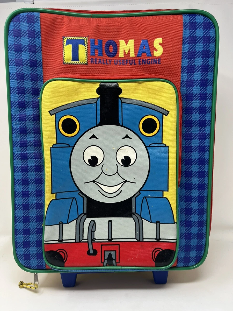 Vintage Thomas Really Useful Train Rolling Suitcase With Handle Red Yellow Blue