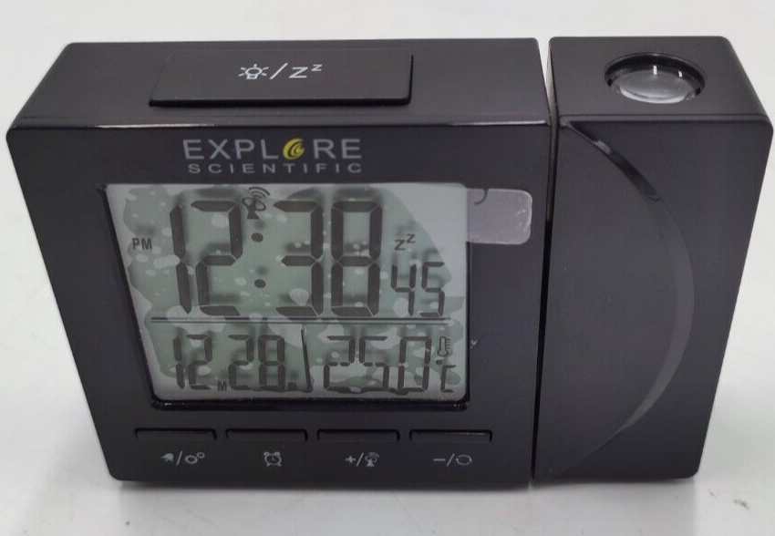 Clock Radio Control Projector Alarm Clock Black Explore Scientific RDP1001