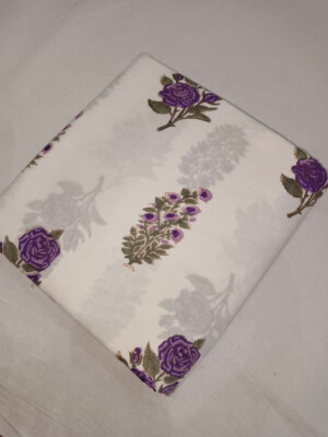 10 Yard Hand Block Floral Print Fabric Natural Handmade Cotton Indian Craft