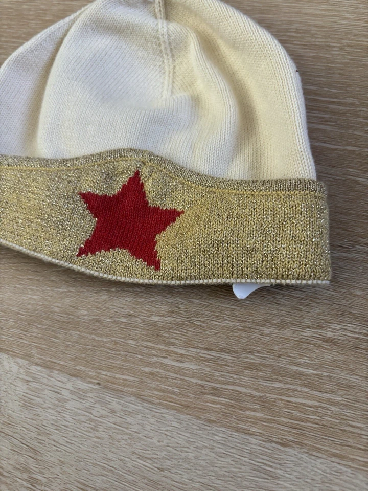 Gorro gorra Baby Gap niño/niña tejido rosa oscuro fuchica naranja estrella nuevo sin etiquetas Foto 3 de 4