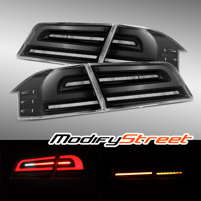 Fit 2012-2020 Tesla Model S LUXX-Series LED Alpha-Black Tail Lights Pair