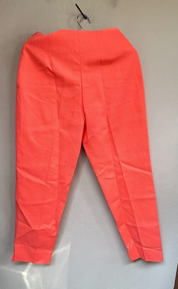Bernard Zins Womens Aude Ankle Pants Diamond Pattern Sz 8 Orange Made in France - Image 2 of 4