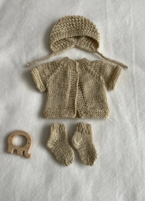 Puppenkleidung 3 tlg für Puppen 43cm, Babypuppe, , Puppe, Mütze , Pulli,Socken