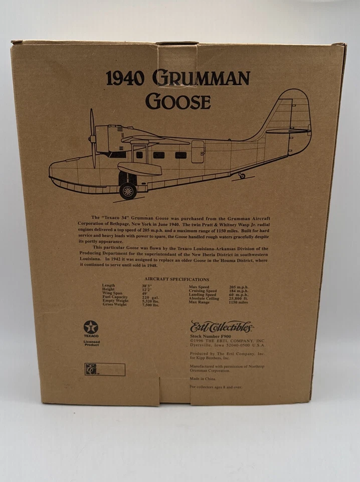 Wings Of Texaco 1940 Grumman Goose Airplane 1996 by ERTL Collectibles - Image 4 of 4