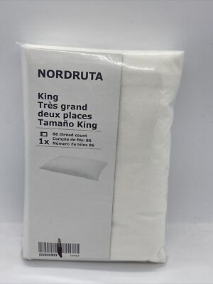 IKEA NORDRUTA Pillowcase King size White Cotton Flannel 20'' x 36'' NEW