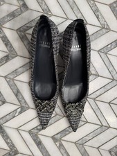 STUART WEITZMAN Tweed Crystal Rhinestones Embellished Pumps Sz 8.5M pointed toe