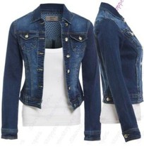 Women's Size 14 16 18 20 Stretch Denim Jacket Women's Indigo Jeans Jackets Blue
