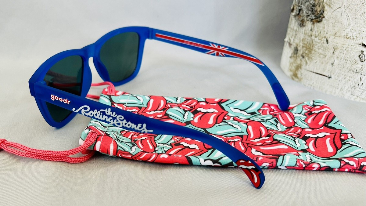 Goodr limited-edition Rolling Stones sunglasses with “hot lips” design and pouch NWOT Goodr UNION JACK FLASH OG No Slip English Rolling  main image 2