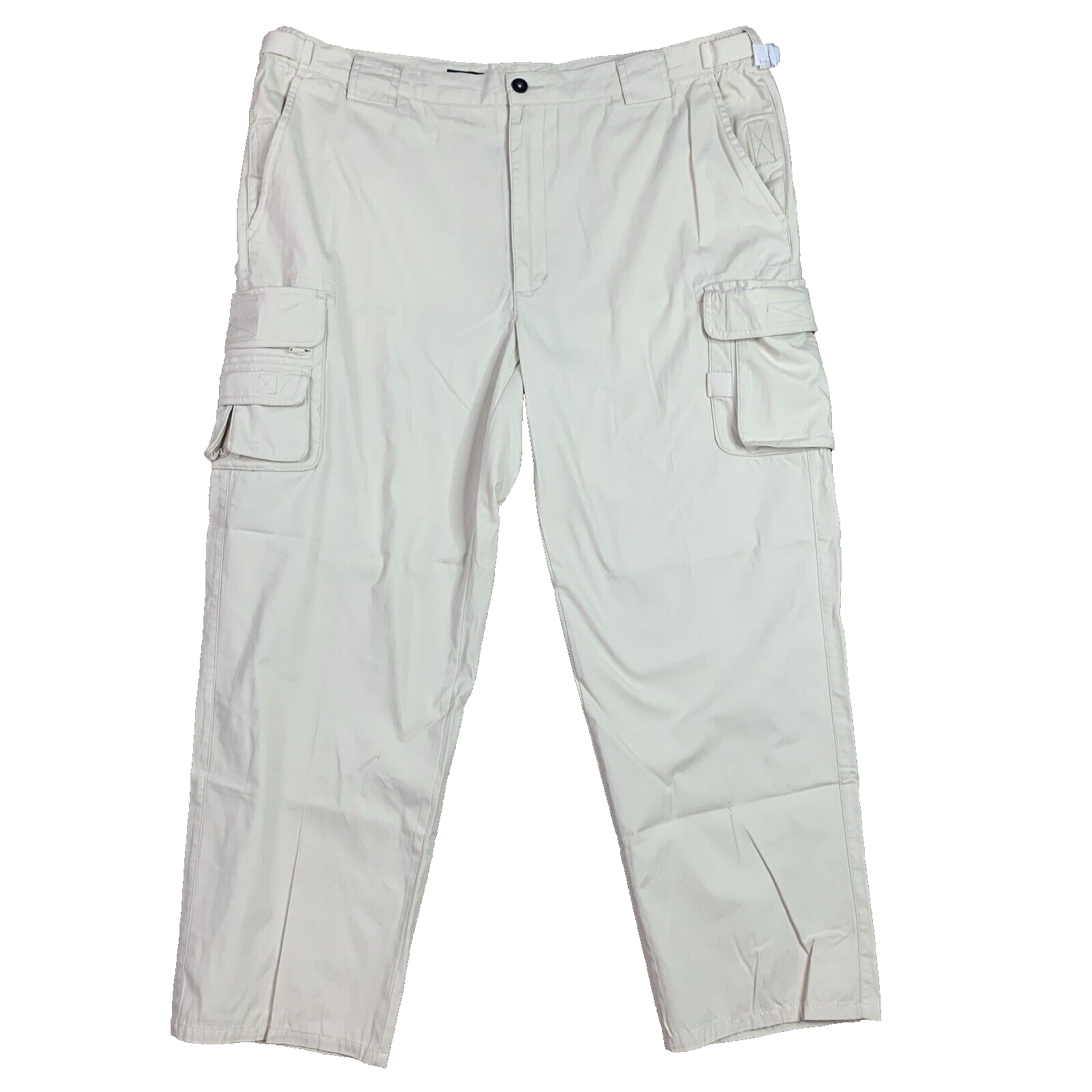 Orvis Men's Beige Ivory Cotton Cargo Pants Size 42x29 5 Adjustable Waist Safari Hiking-image