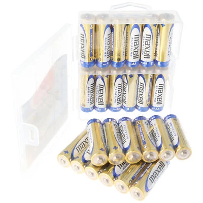 Maxell LR6 AA Paquete Ahorro 24 Pilas Mignon Incluye Caja de Almacenamiento LR06 Bat