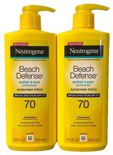 2-Neutrogena Beach Defense Sonnenschutz LSF 70 Lotion ~ je 8,5 Unzen ~ Ablaufdatum 12/2026