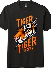 Camiseta Unisex Retro Gráfica Mascota Tigre | Camiseta Informal Salida y Espíritu Diario