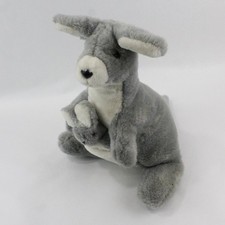 Gray Kangaroo Plush Mom  Joey Stuffed Animal 15 in