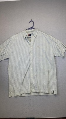 Chaps Ralph Lauren Shirt Mens Large Blue White Check Short Sleeve Button Down