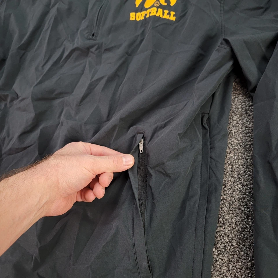 Iowa Hawkeyes Pullover Adult M Black Nike Coaches Jacket Softball Hooded 1/4 Zip - Image 3 of 4