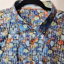 Luchiano Visconti Black Long Sleeve Dress Shirt Men's 2XLT Button Up Casual