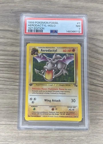 PSA 7 1999 Pokemon Fossil Aerodactyl Holo 1st Edition #1